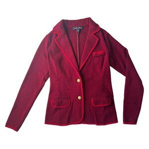 Brooks Brothers Women Burgundy Merino Wool Milano-Knit Rowing Blazer | Size XS